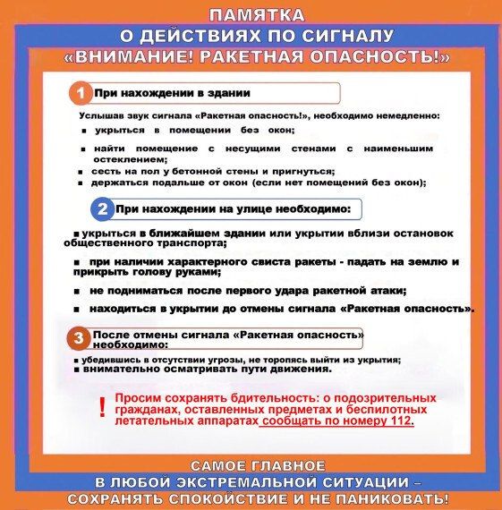 При поступлении сигнала «Ракетная опасность» необходимо: