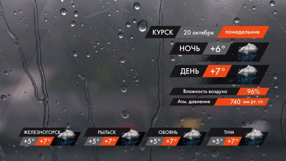 #ПогодаКурск. Завтра в Курске будет дождливо и ветрено