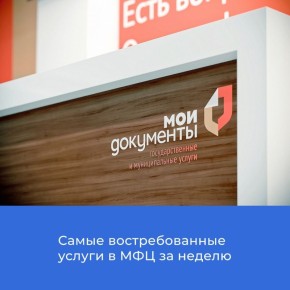 Самые востребованные услуги Управление Федеральной налоговой службы по Курской области в МФЦ за прошедшую неделю: