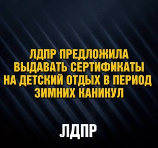 ЛДПР предложила выдавать сертификаты на детский отдых в период зимних каникул
