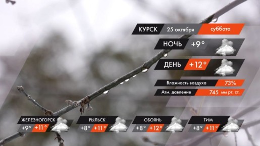 #ПогодаКурск. В субботу 25 октября в Курске будет облачно