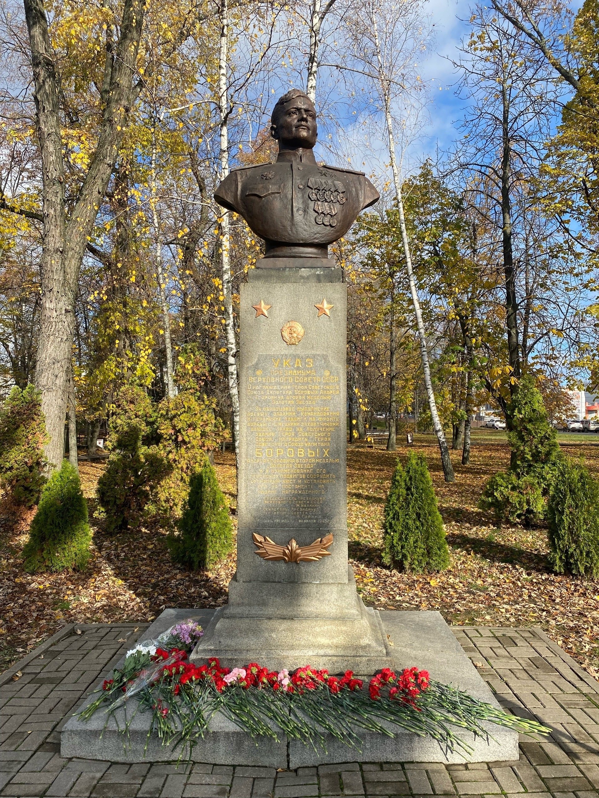 Сегодня, в этот по-осеннему тёплый и солнечный день, мы отмечаем 104-ю годовщину со дня рождения выдающегося человека, дважды Героя Советского Союза, заслуженного военного лётчика СССР Андрея Егоровича Боровых Сегодня, в этот по-осеннему тёплый и солнечный день, мы отмечаем 104-ю годовщину со дня рождения выдающегося человека, дважды Героя Советского Союза, заслуженного военного лётчика СССР Андрея Егоровича Боровых