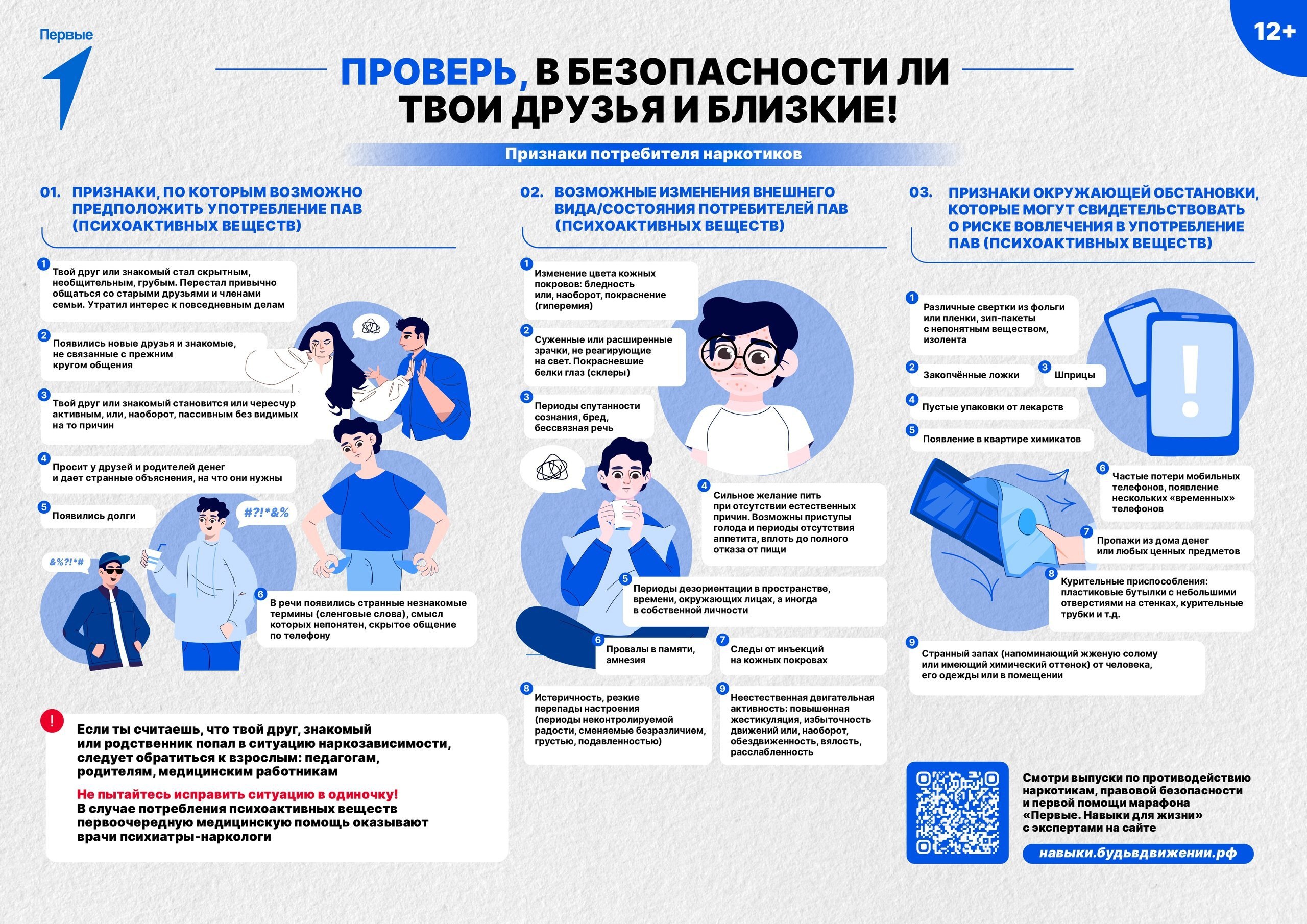 Если ты считаешь, что твой друг, знакомый или родственник попал в ситуацию наркозависимости, следует обратиться к взрослым: педагогам, родителям, медицинским работникам