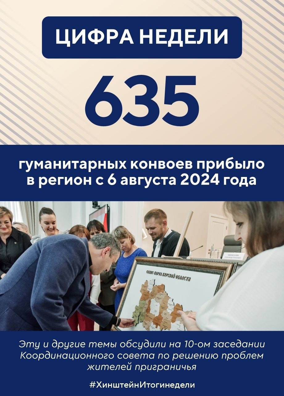Губернатор Курской области Александр Хинштейн делится итогами недели Губернатор Курской области Александр Хинштейн делится итогами недели