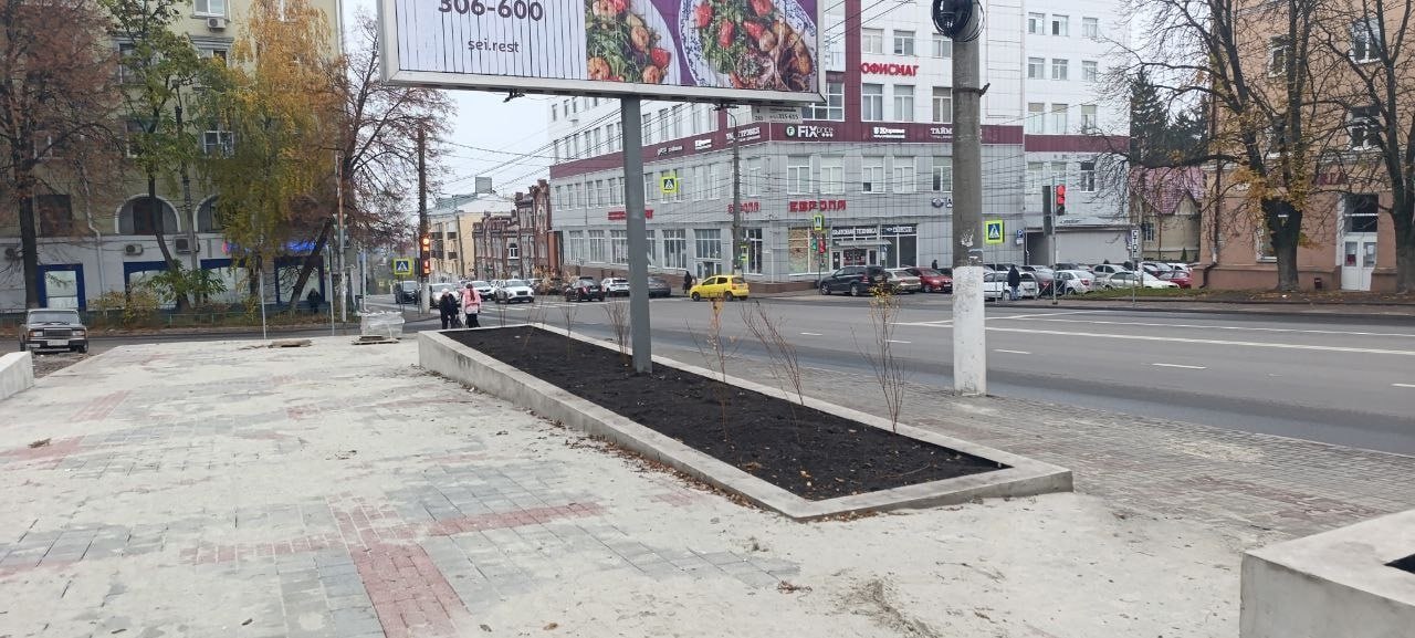 В Курске сквер у ТЦ «Куряночка» готов на 81%