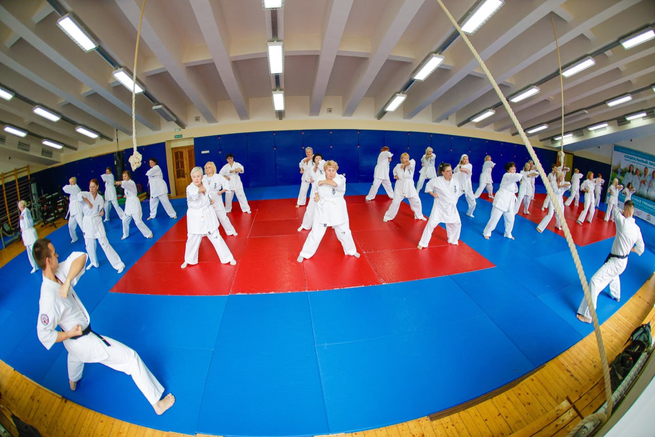 Участники проекта «Курское долголетие», занимающиеся киокусинкай, сдали квалификационный экзамен на ученические степени Участники проекта «Курское долголетие», занимающиеся киокусинкай, сдали квалификационный экзамен на ученические степени