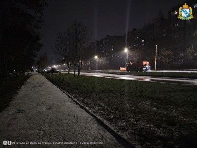 В Курске начал идти снег. Спецтехника уже выехала на дороги города