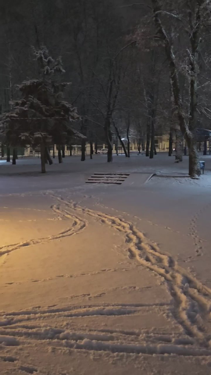 Зима пришла в Курск! С ночи идёт снег, не переставая