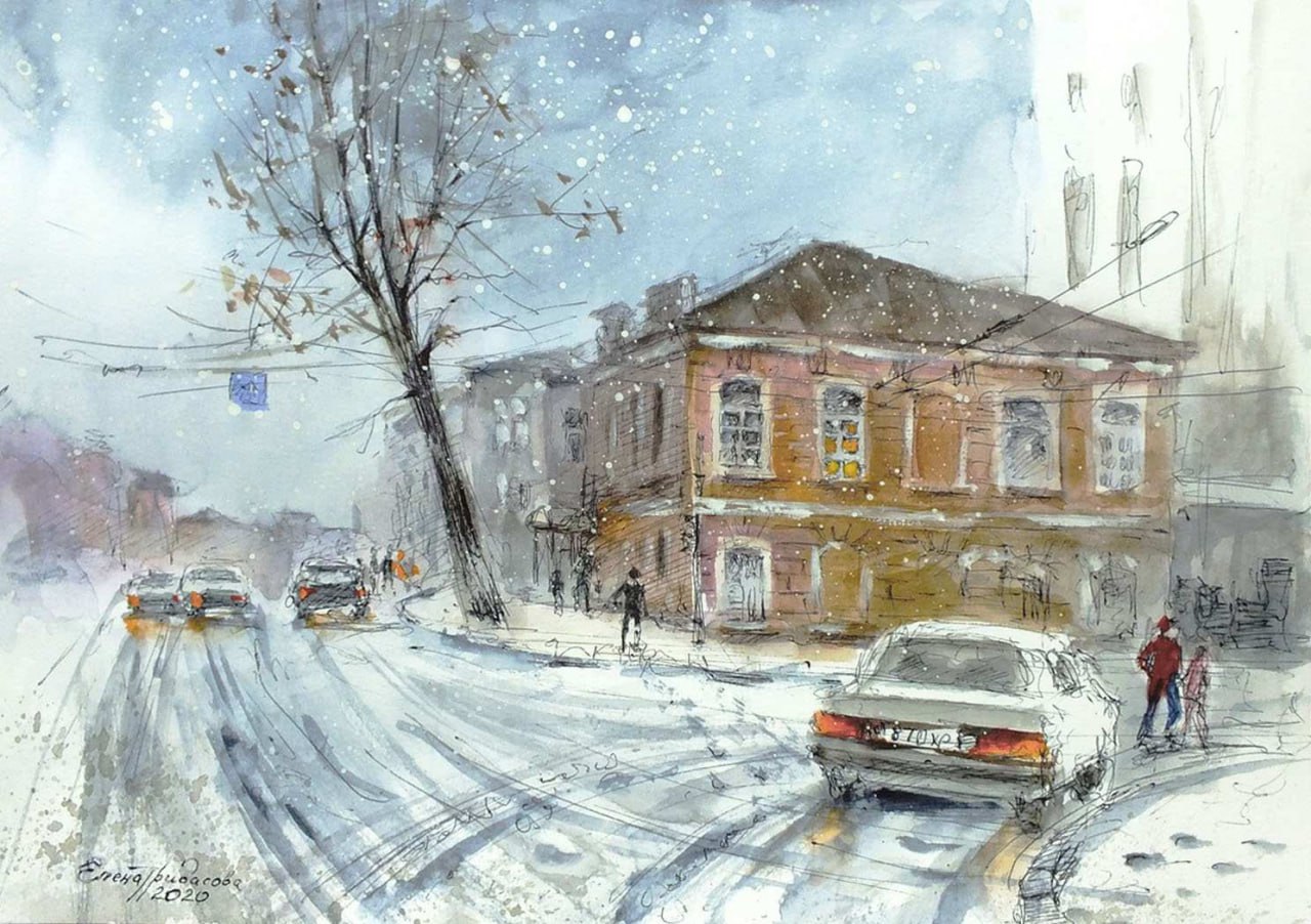 Заснеженный Курск в работах местной художницы Елены Гридасовой Заснеженный Курск в работах местной художницы Елены Гридасовой