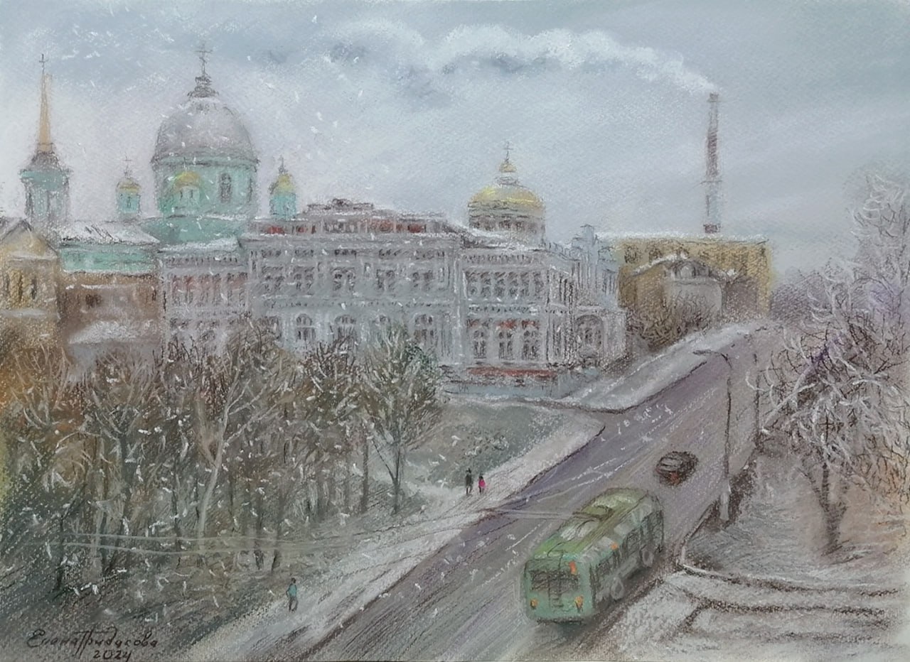 Заснеженный Курск в работах местной художницы Елены Гридасовой Заснеженный Курск в работах местной художницы Елены Гридасовой