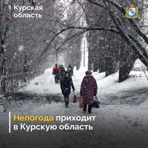 Непогода приходит в Курскую область: осадки с порывами ветра до 14 м/с при переходах температуры через нулевую отметку и возможным налипанием мокрого снега на деревья и провода