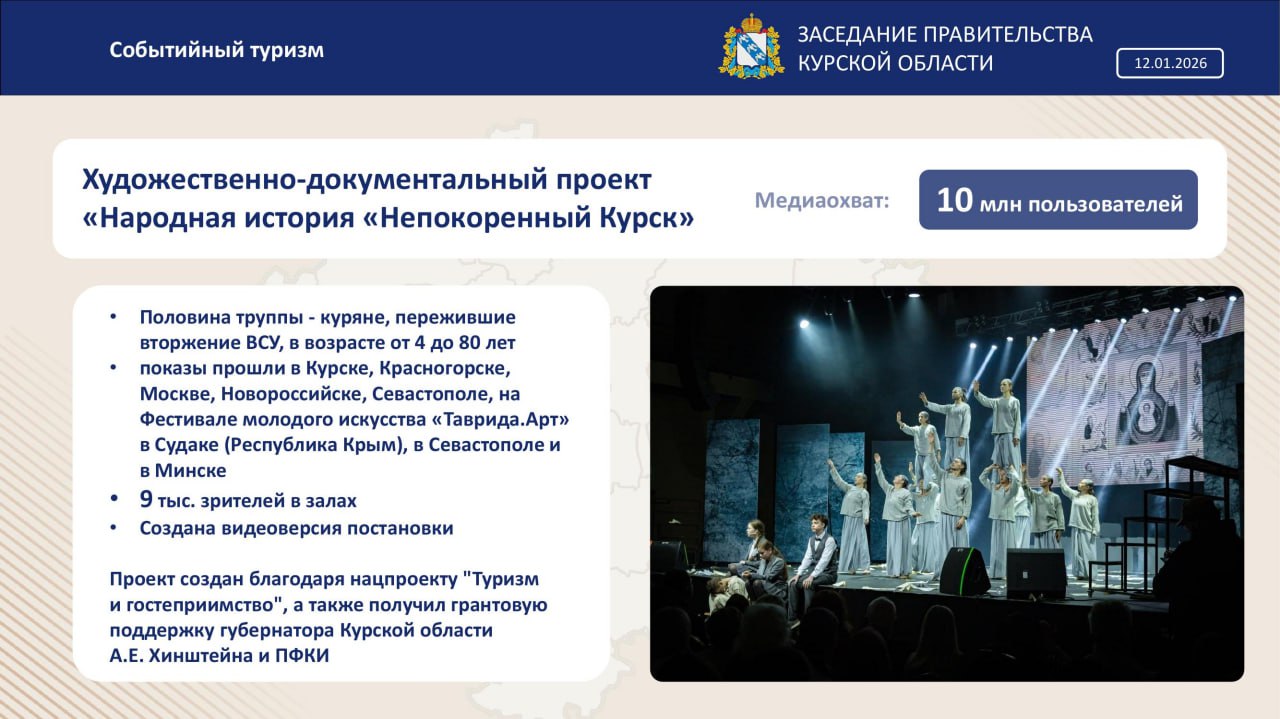 Александр Чепик на заседании Правительства региона подвел итоги развития туризма в Курской области за 2025 год и представил планы развития данной сферы Александр Чепик на заседании Правительства региона подвел итоги развития туризма в Курской области за 2025 год и представил планы развития данной сферы