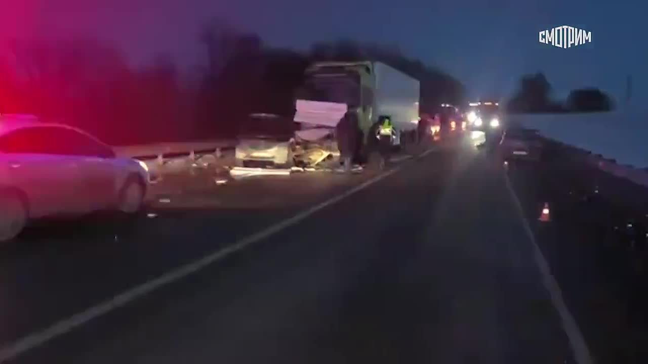 Два человека погибли, двое сотрудников ГИБДД пострадали в результате столкновения грузовика и нескольких легковых автомобилей в Курской области
