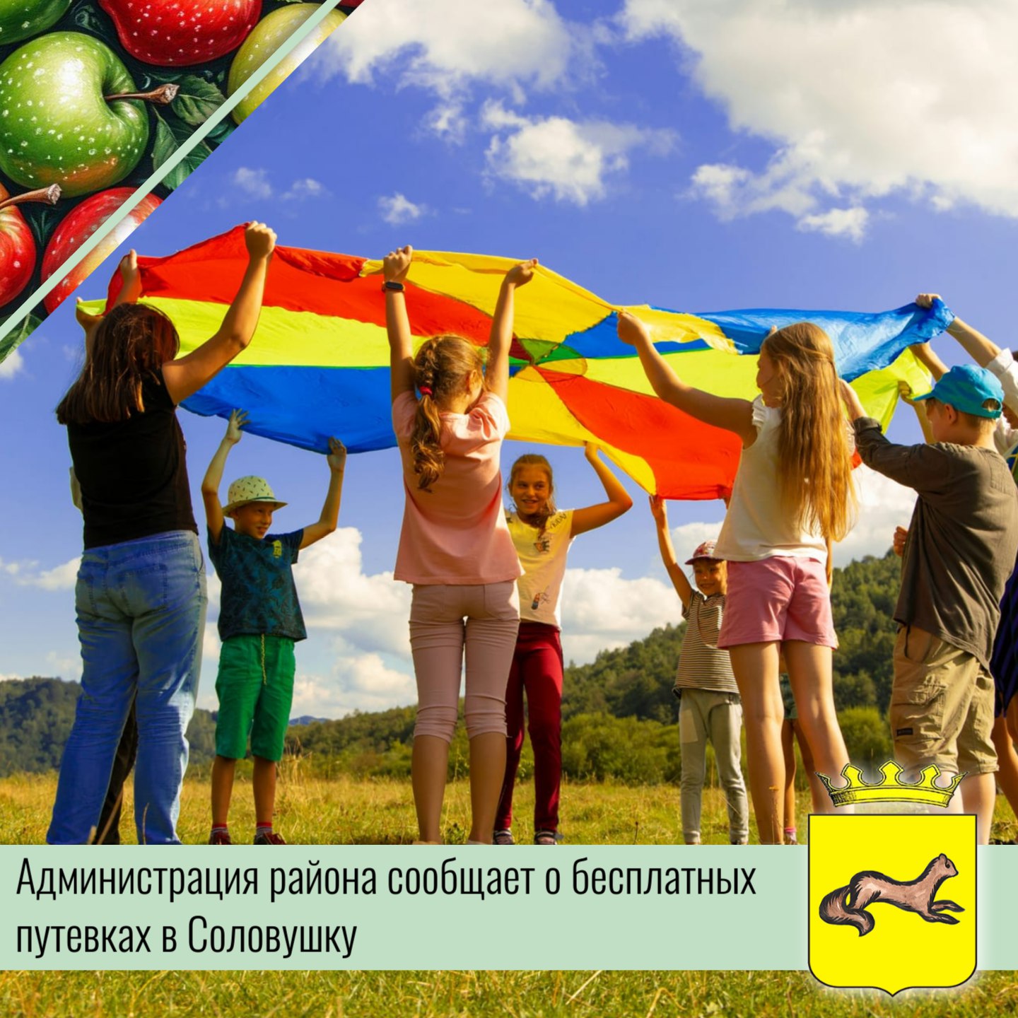 Администрация Обоянского района информирует, что имеются бесплатные путевки для детей от 7 до 17 лет: