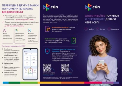 Удобный платежный сервис — Система быстрых платежей (СБП), которая позволяет без указания реквизитов переводить деньги на счета физических лиц, без комиссии оплачивать покупки безналичным способом по QR-коду и NFC, по...