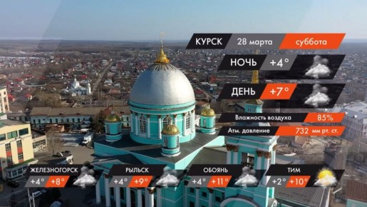 #ПогодаКурск. Завтра, 28 марта, в Курске будет облачно с прояснениями