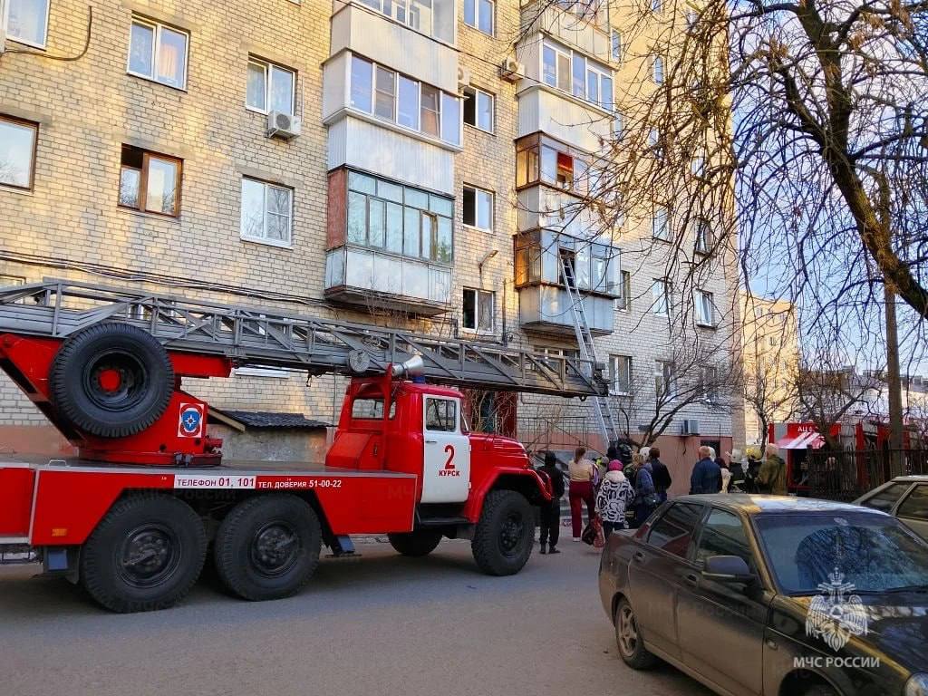 В Курске в многоквартирном доме произошёл пожар, спасли двух человек