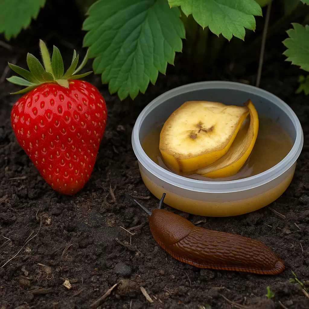 Как банановая ловушка помогает отвадить слизней от клубники