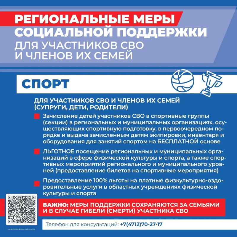 Публикуем I часть карточек федеральных и региональных мер социальной поддержки участников СВО и членов их семей: здравоохранение, юридическая помощь, занятость и спорт Публикуем I часть карточек федеральных и региональных мер социальной поддержки участников СВО и членов их семей: здравоохранение, юридическая помощь, занятость и спорт