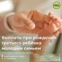 Единовременная выплата осуществляется в размере 300 тысяч рублей при рождении третьего ребенка или последующих рожденных детей в молодой семье