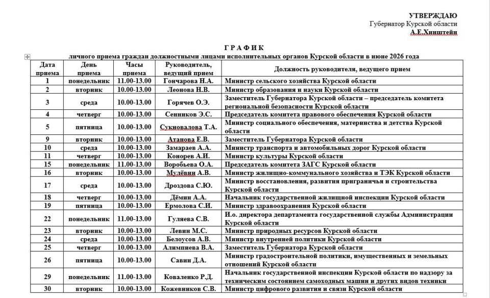 Прием граждан руководящим составом осуществляется по предварительной записи (справки по телефону 8 (4712) 73-11-74)