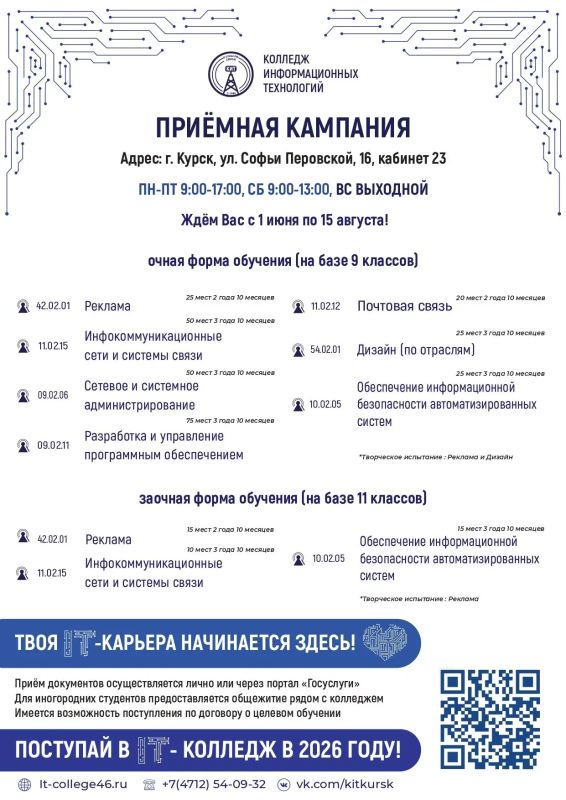 Продолжаем знакомить с колледжами и техникумами региона, куда вы можете подать документы