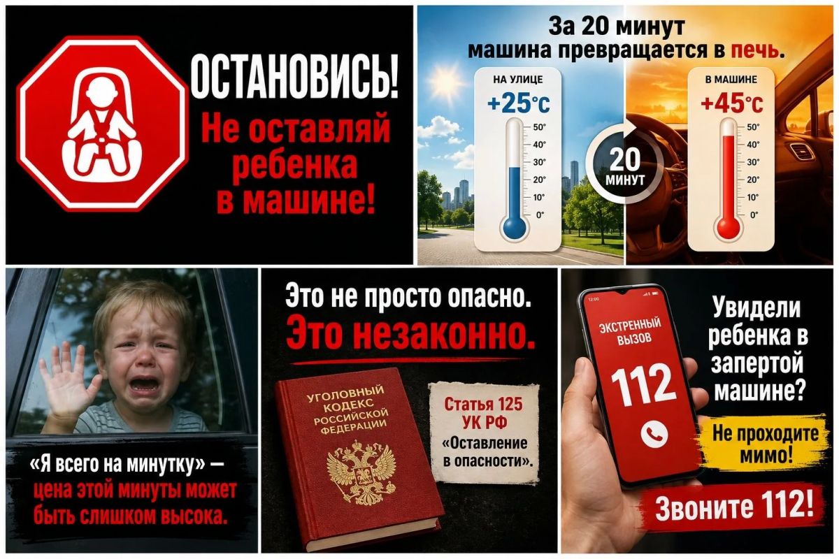 Лето и жара уже близко. Госюрбюро напоминает: автомобиль на солнце — смертельная ловушка для ребенка