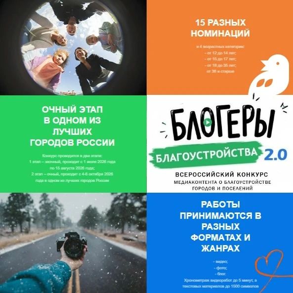 Стартовал приём заявок на II Всероссийский конкурс «Блогеры благоустройства 2.0»!