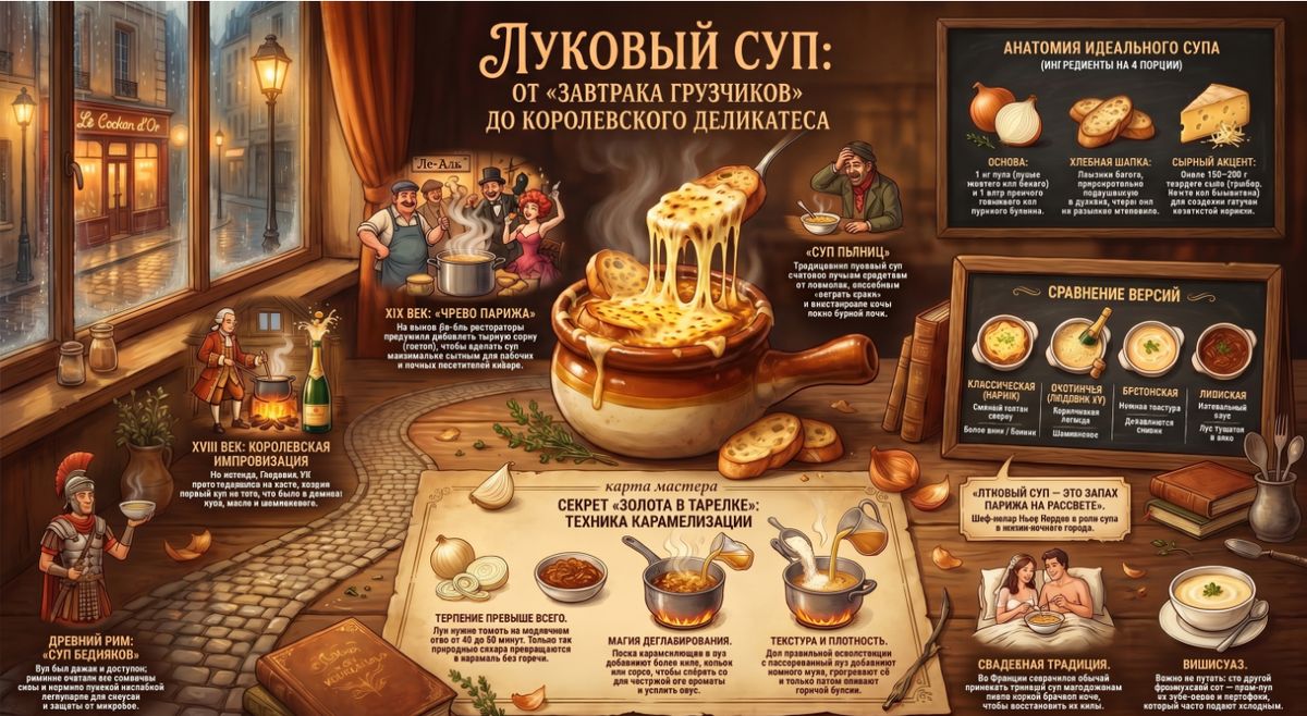 Луковый суп: от скромного блюда до кулинарного шедевра