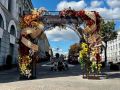 Вход на улицу Ленина со стороны Красной площади украсила 5-метровая цветочная арка «Курские сезоны»
