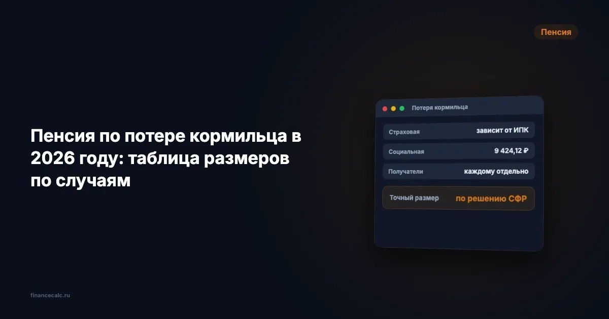 Размеры пенсий по потере кормильца в 2026 году: обновлённые данные