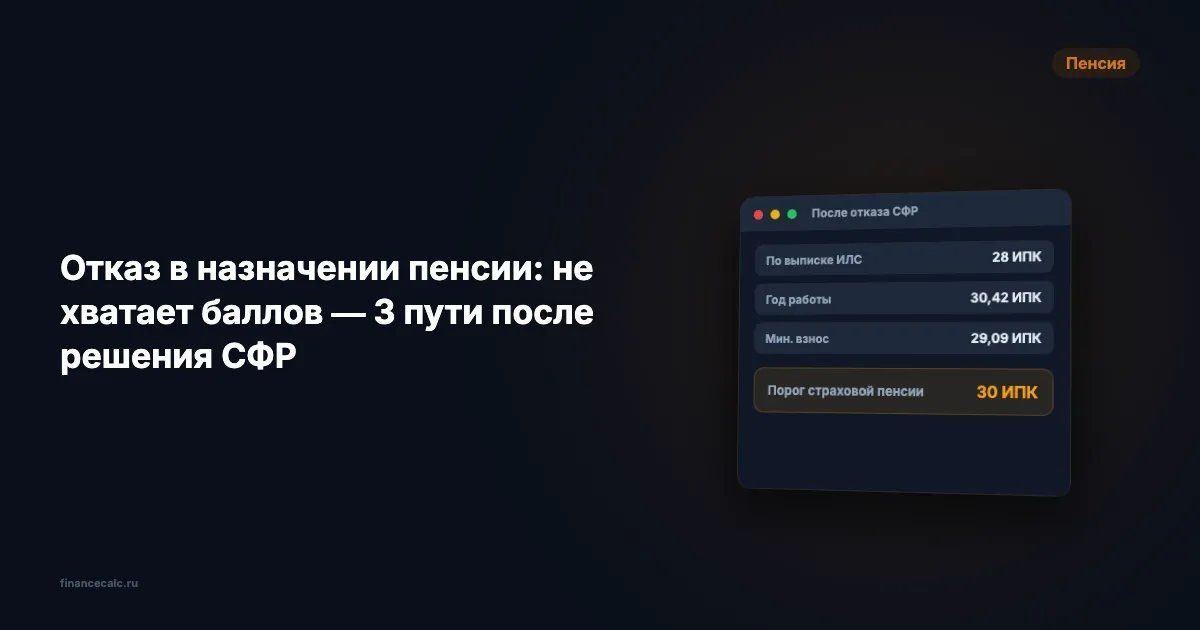 Пенсионный отказ в 2026: что делать, если не хватает ИПК?