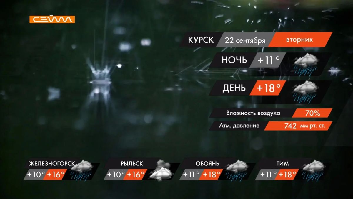 Грозы, дожди и до +20 ожидаются в Курской области 22 сентября