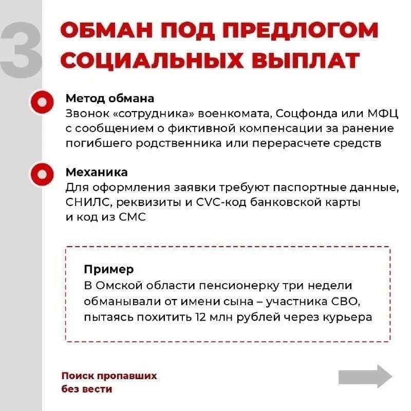 Памятка: как участникам СВО и членам их семей не стать жертвами мошенников Памятка: как участникам СВО и членам их семей не стать жертвами мошенников