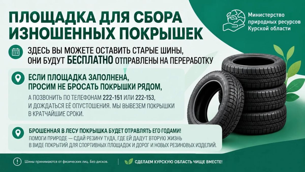 В Курске организованы специальные площадки для накопления отработанных автомобильных покрышек