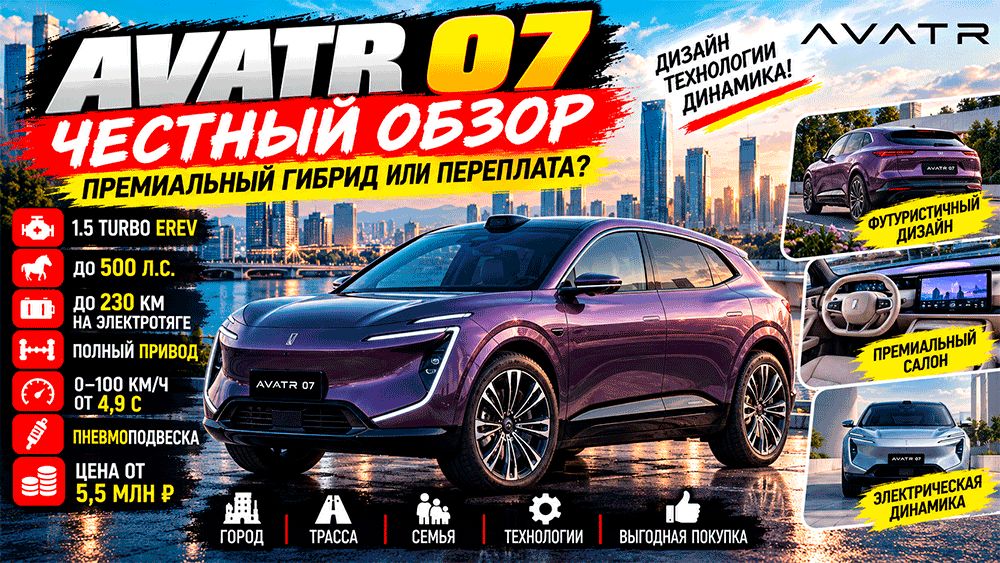 Avatr 07: премиальный гибрид с запасом хода свыше 1000 км — стоит ли он своих денег?