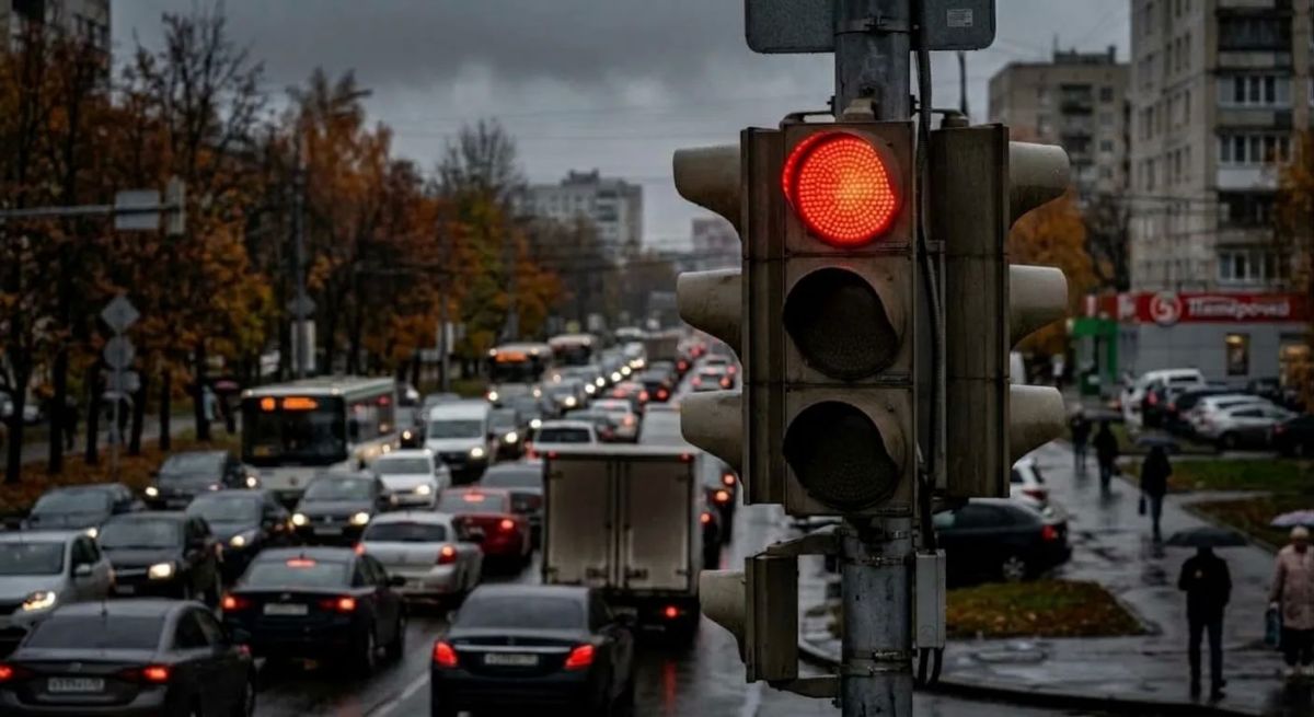 На ключевых улицах Курска отмечают затруднения движения транспорта