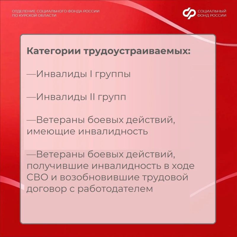 Курские страхователи могут получить компенсацию от регионального Отделения Соцфонда за оснащение рабочих мест для граждан с инвалидностью первой и второй групп, а также ветеранов боевых действий с любой группой инвалидности Курские страхователи могут получить компенсацию от регионального Отделения Соцфонда за оснащение рабочих мест для граждан с инвалидностью первой и второй групп, а также ветеранов боевых действий с любой группой инвалидности