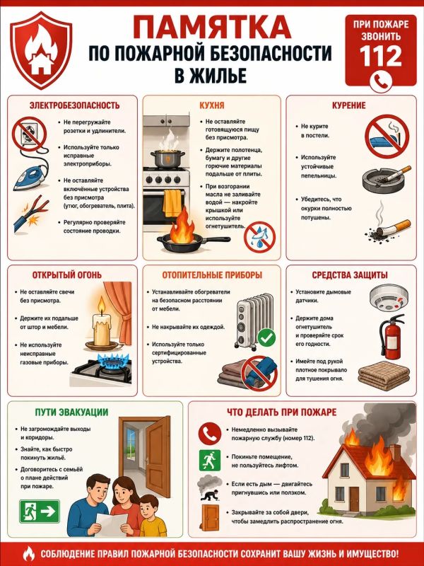 Чтобы защитить себя и своих близких от пожара, соблюдайте простые, но жизненно важные правила: